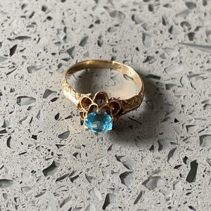 Blue zircon gold authentic antique child’s ring 💍